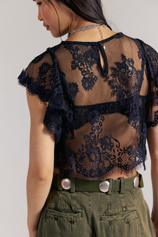 Free People Lunar Ash Lace Top