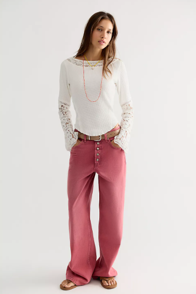 Free People Amber Lace Cuff Long Sleeve