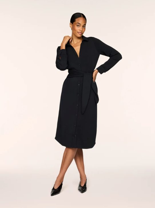 SPANX Tie Front Shirt Dress - Very Black