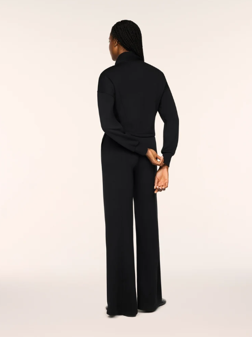 SPANX Long Sleeve Shawl Collar Jumpsuit - Very Black