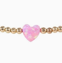 Opal Heart Station Stretch Bracelet