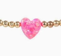 Opal Heart Station Stretch Bracelet