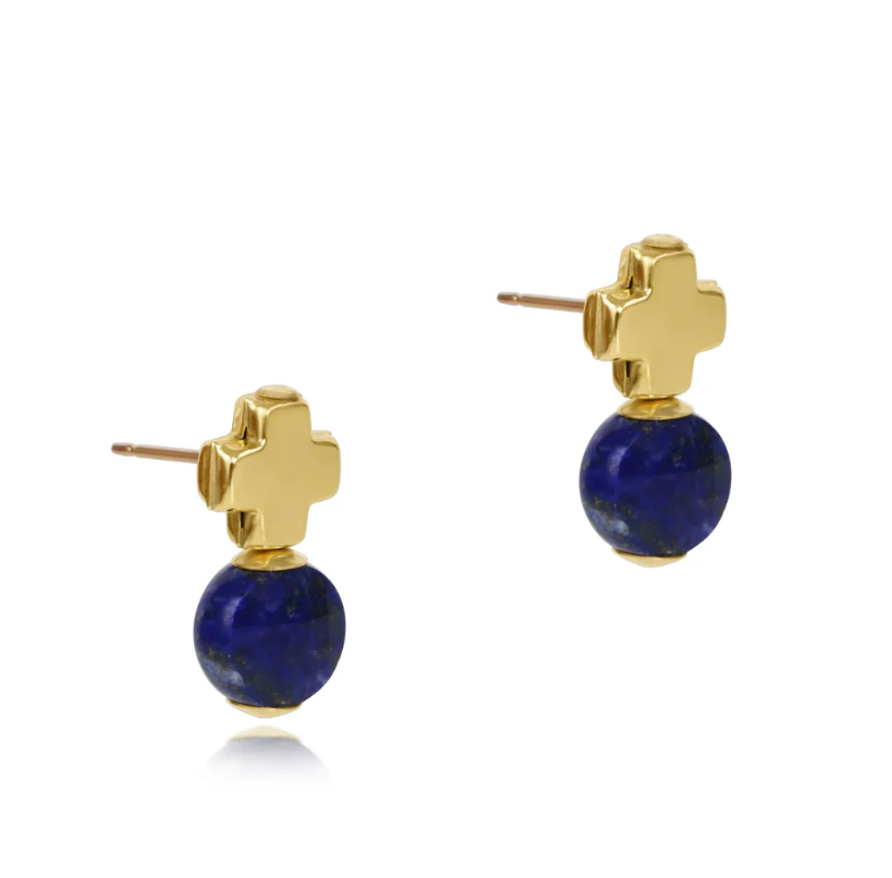 E Newton Gold Signature Cross Ball Studs