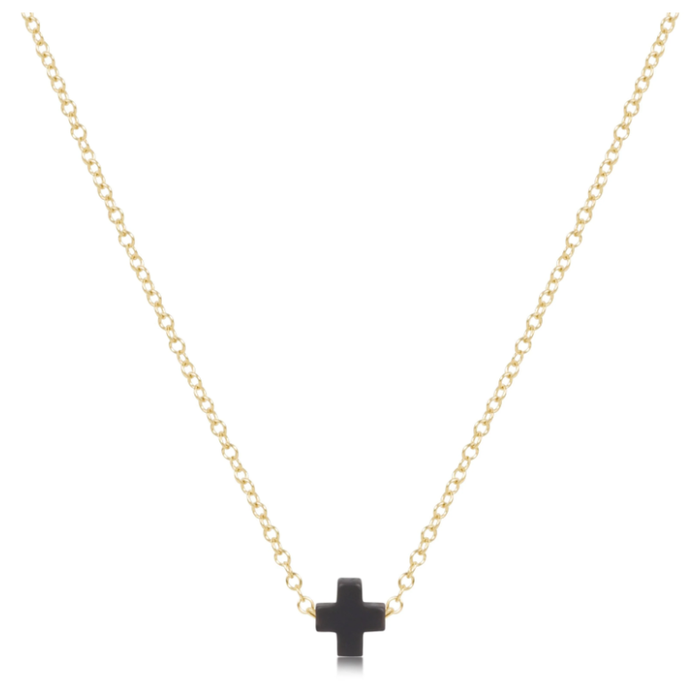 E Newton 16" Necklace Gold - Signature Cross Small Gold