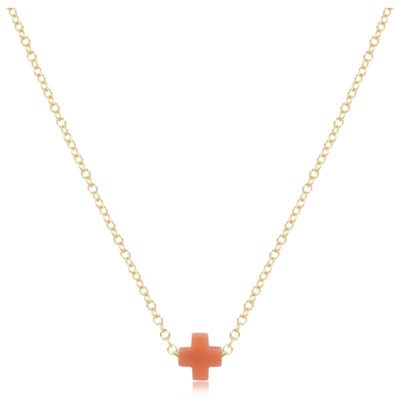 E Newton 16" Necklace Gold - Signature Cross Small Gold