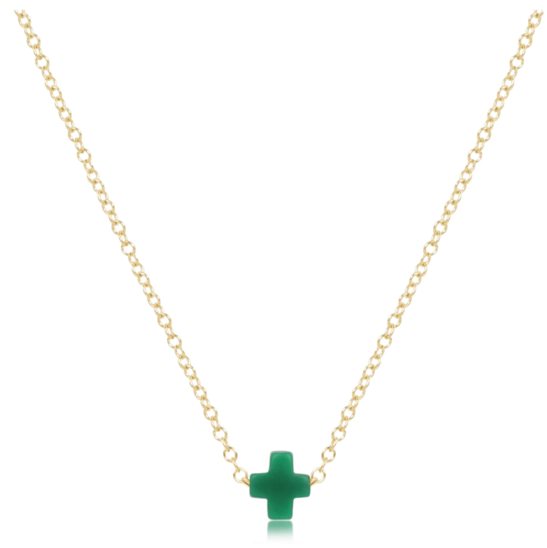 E Newton 16" Necklace Gold - Signature Cross Small Gold