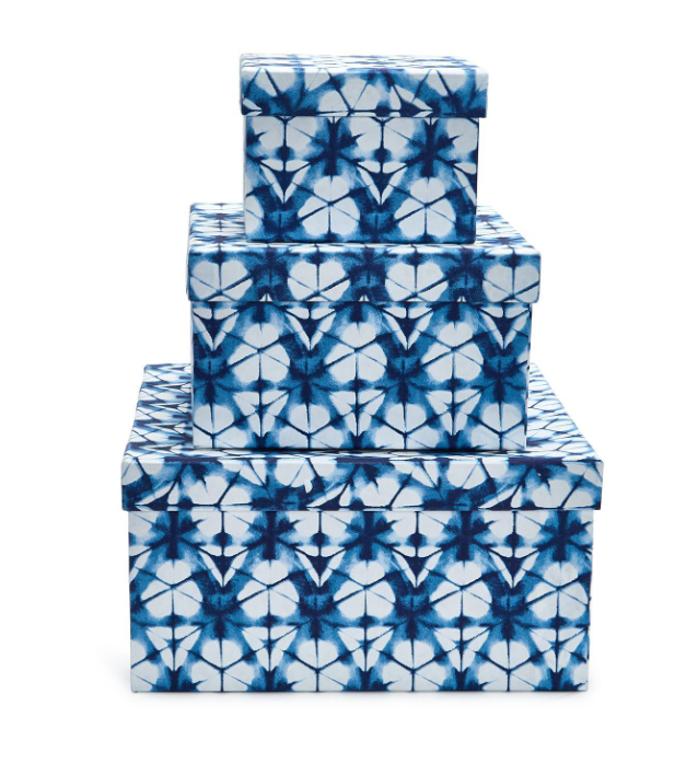 Indigo Block Print Paper Nesting Box