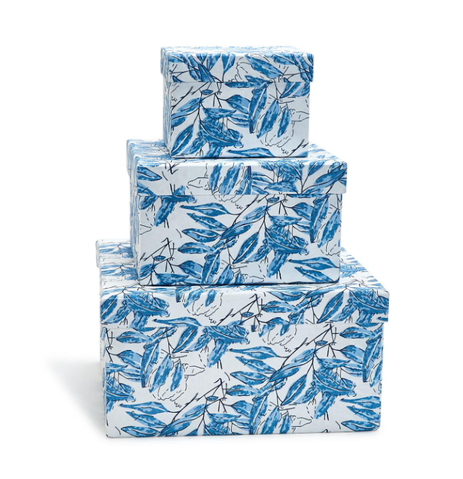 Indigo Block Print Paper Nesting Box