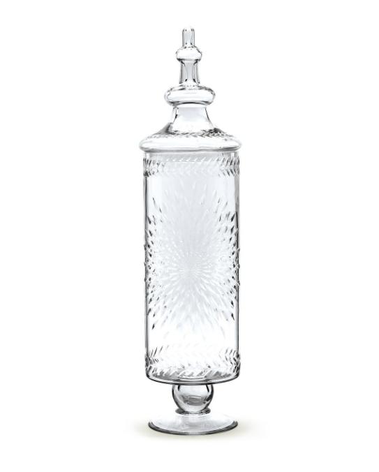 Hand Etched Footed Apothecary Jar