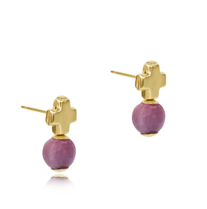 E Newton Gold Signature Cross Ball Studs