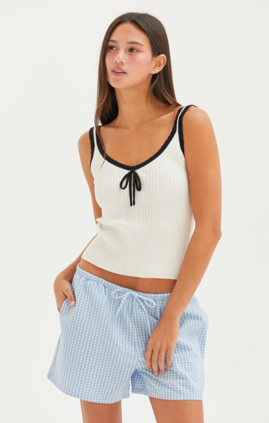 Lea Ribbon Trim Ribbed Tank