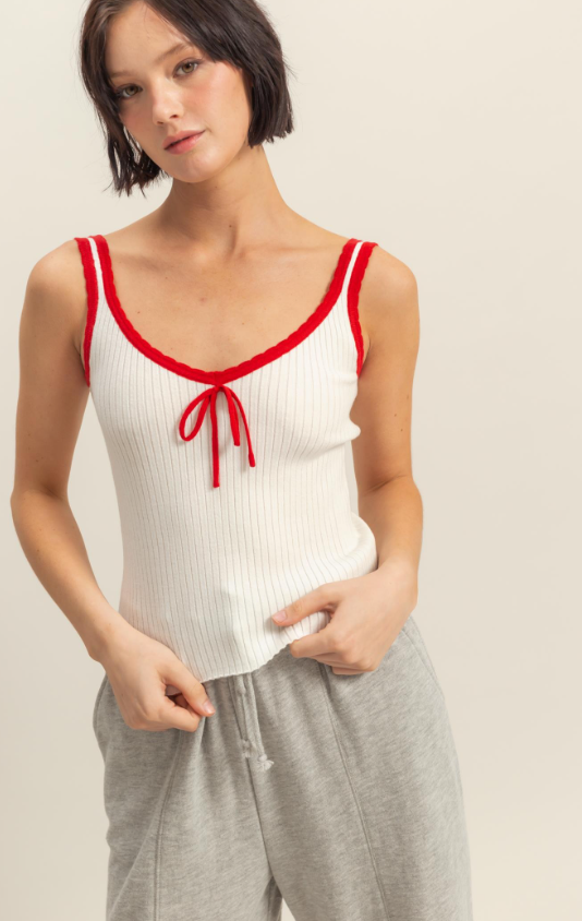 Lea Ribbon Trim Ribbed Tank