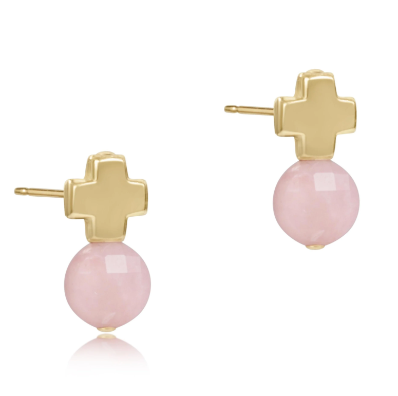 E Newton Gold Signature Cross Ball Studs