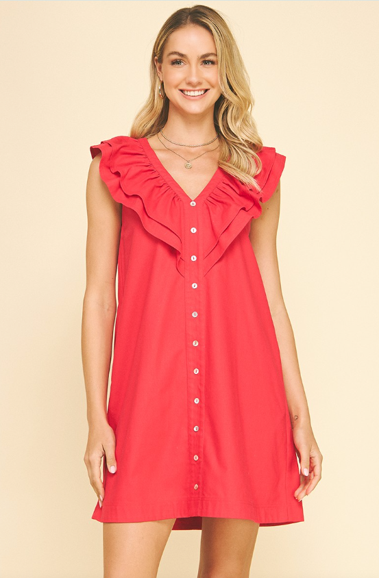 Jane Ruffle Detail Mini Dress
