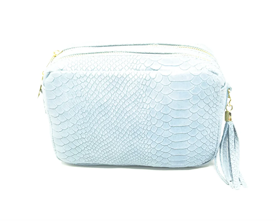 Genuine Leather Croc Square Crossbody Bag