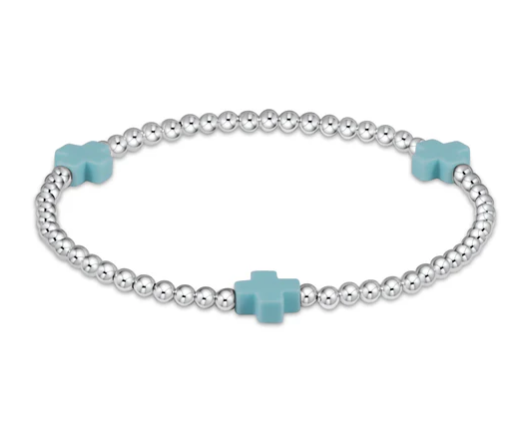 E Newton Signature Cross 3mm Bead Bracelet - Sterling