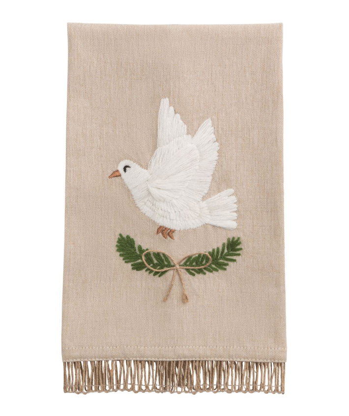 White Christmas Embroidered Towel