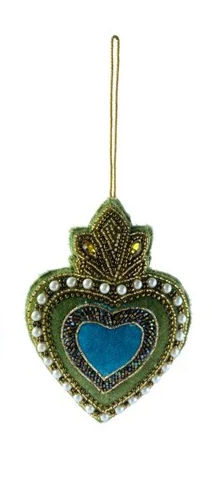 Beaded Velvet Sacred Heart Ornament