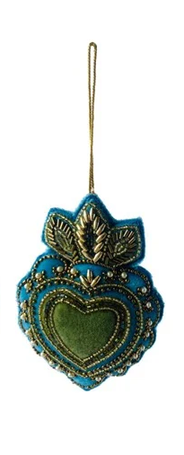 Beaded Velvet Sacred Heart Ornament