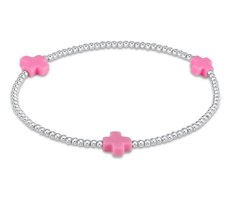 E Newton Signature Cross 2mm Bead Bracelet - Sterling