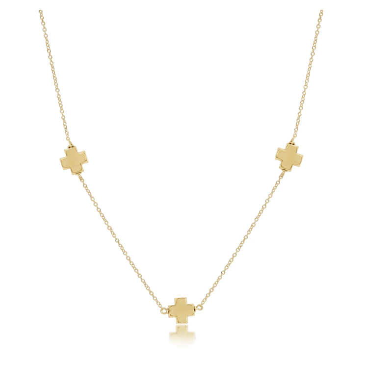 E Newton 15" Choker Simplicity Chain Gold - Signature Cross