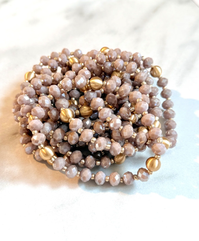 Austrian Crystal & Gold Bead Stretch Bracelet