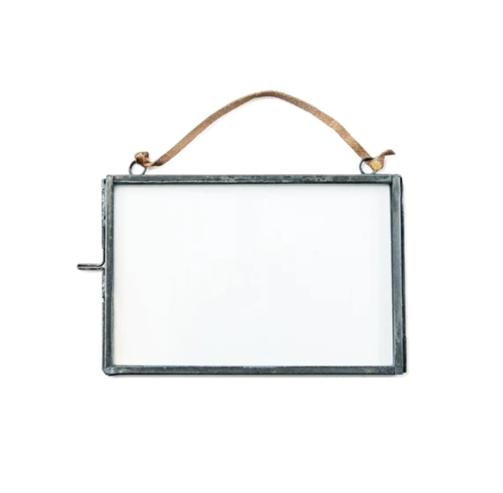 Glass and Metal Hanging Frame w/ Suede