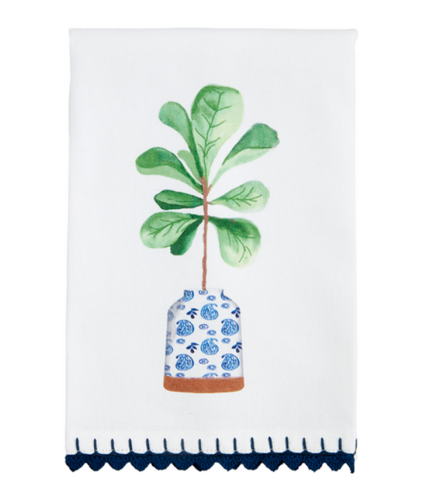 Houseplant Crochet Trim Towel