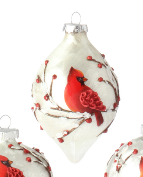 Glass Cardinal Ball Ornament