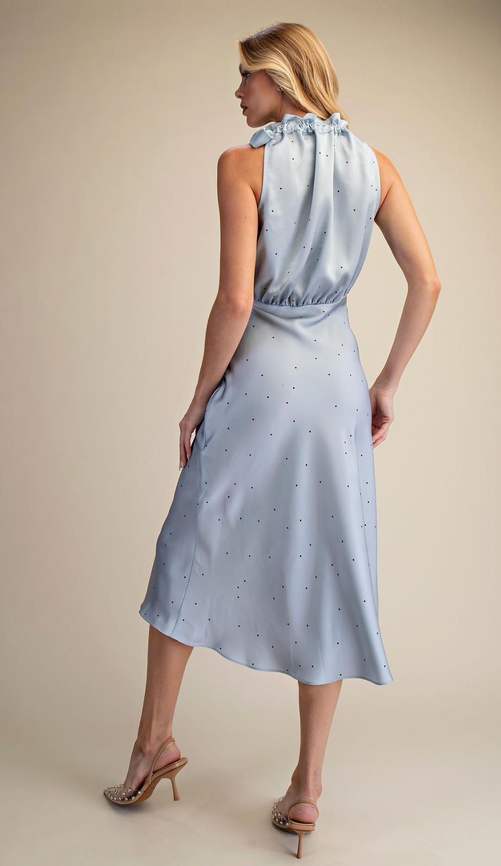 Allison Ruffle Neck Sleeveless Midi Dress