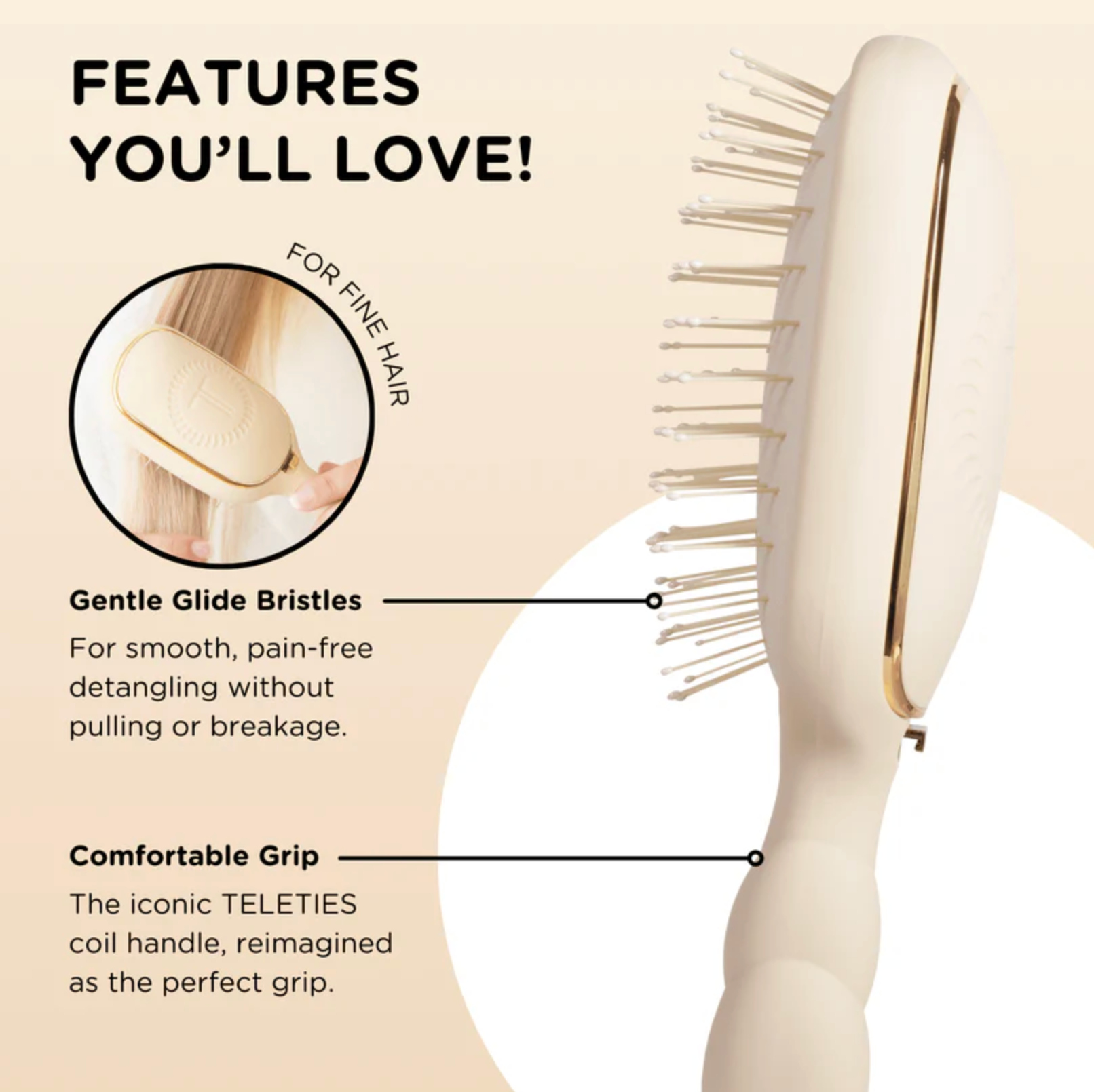 Teleties Detangler Hair Brush for Fine Hair
