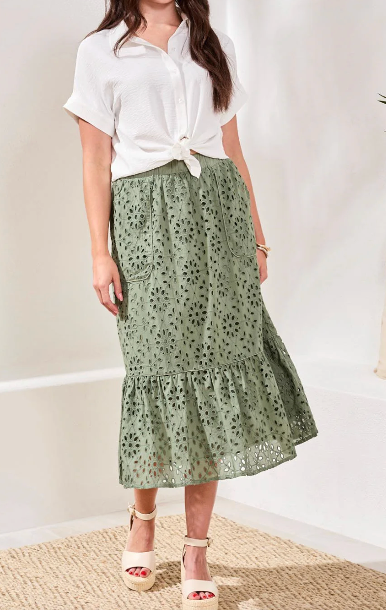 Tribal Capri Floral Embroidery Skirt - FINAL SALE 40% OFF IN CART