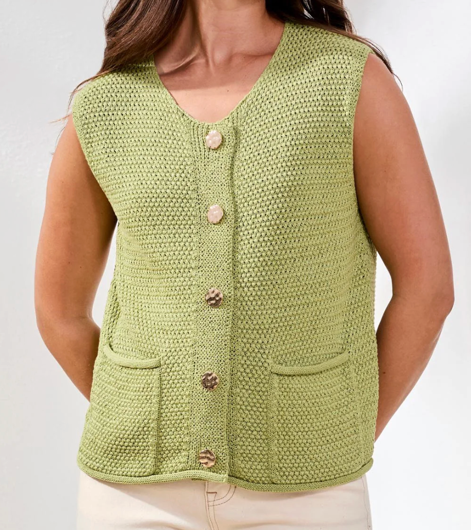 Tribal Bali Sweater Vest w Gold Detail