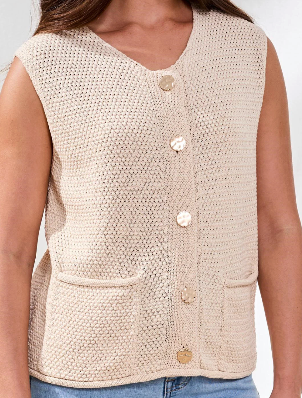 Tribal Bali Sweater Vest w Gold Detail