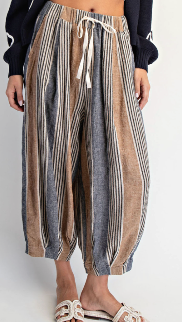 Melanie Stripe Linen Balloon Pants