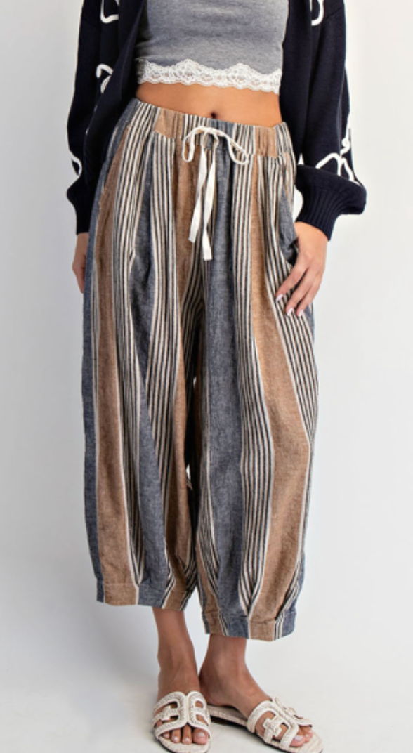Melanie Stripe Linen Balloon Pants