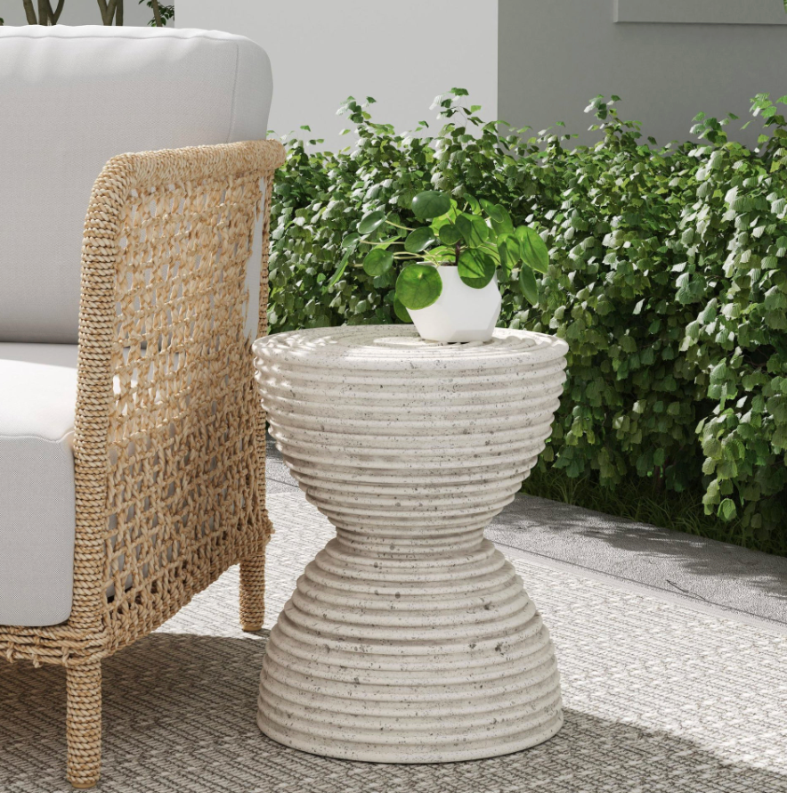 Camille Outdoor Accent Table - Light Gray