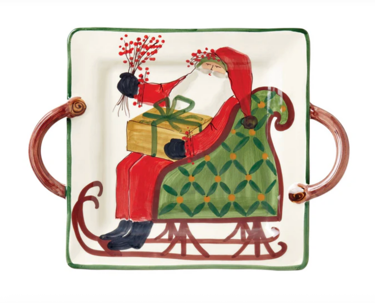 Vietri Old St. Nick Handled Square Platter (EDIT)