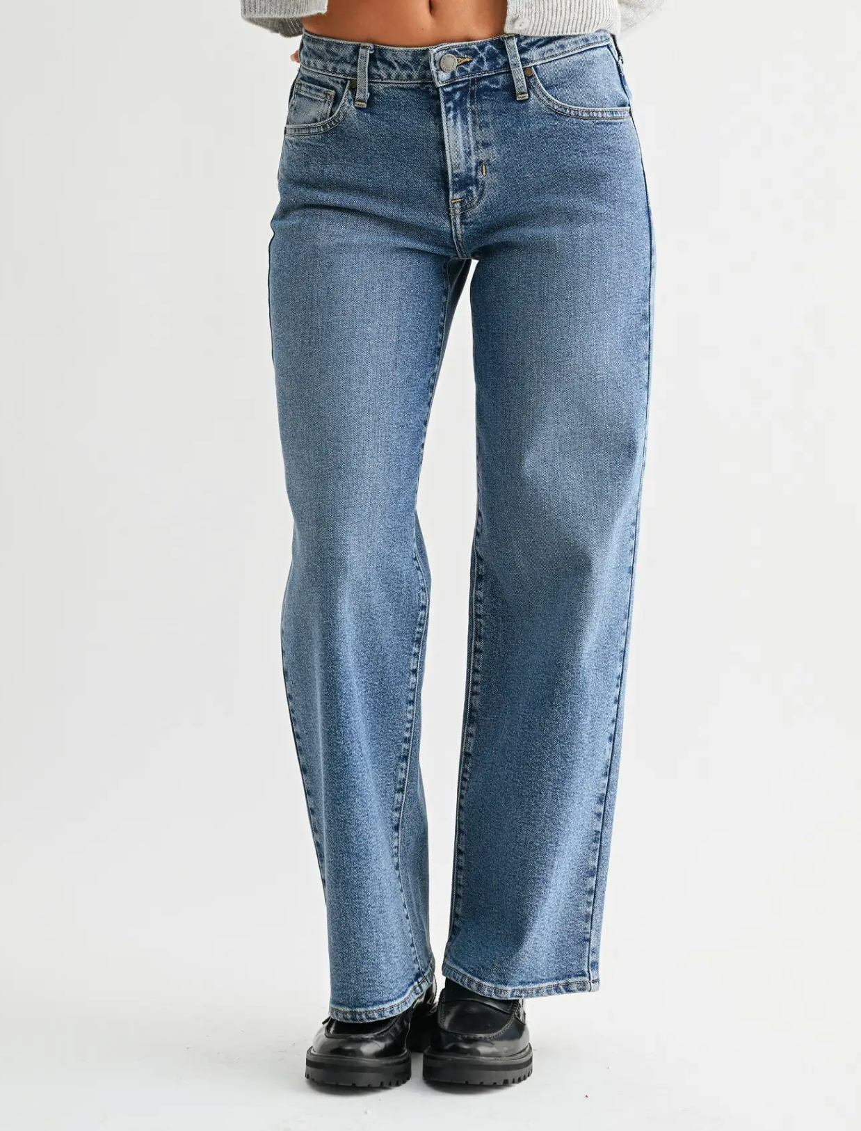 JBD Mid Rise Slim Wide Leg Jean