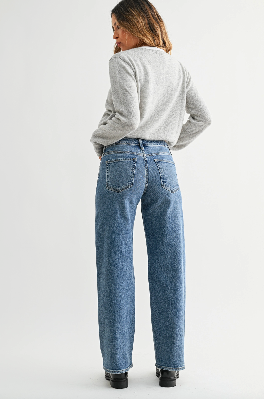 JBD Mid Rise Slim Wide Leg Jean