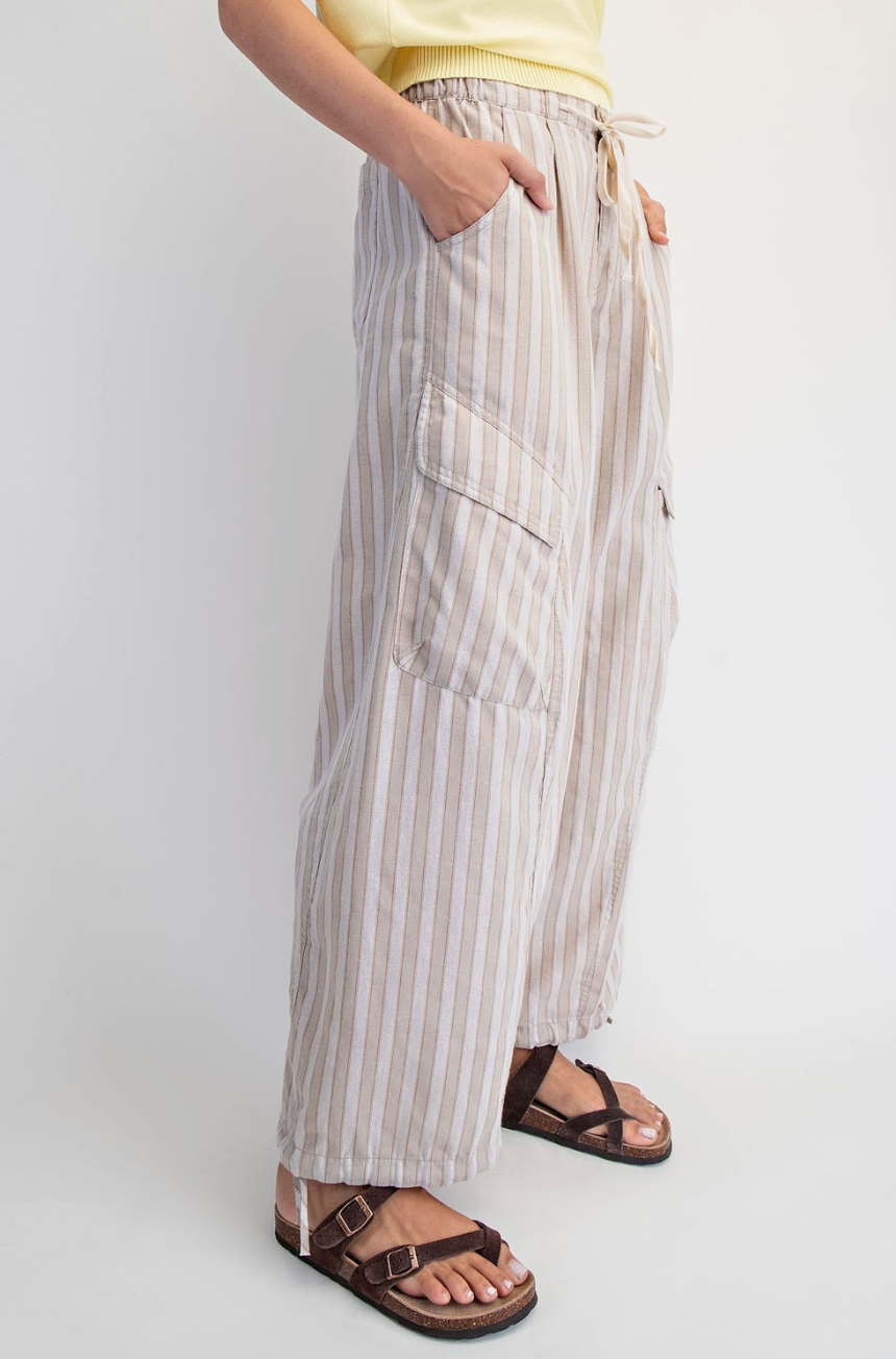 Brea Striped Wide Leg Cargo Pants