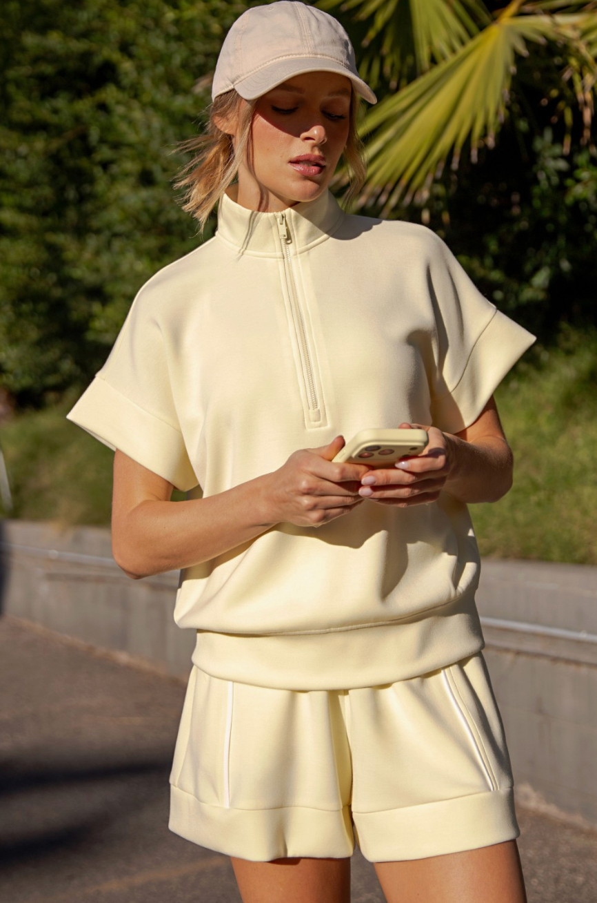 Lemon Modal Scuba Top & Short Set