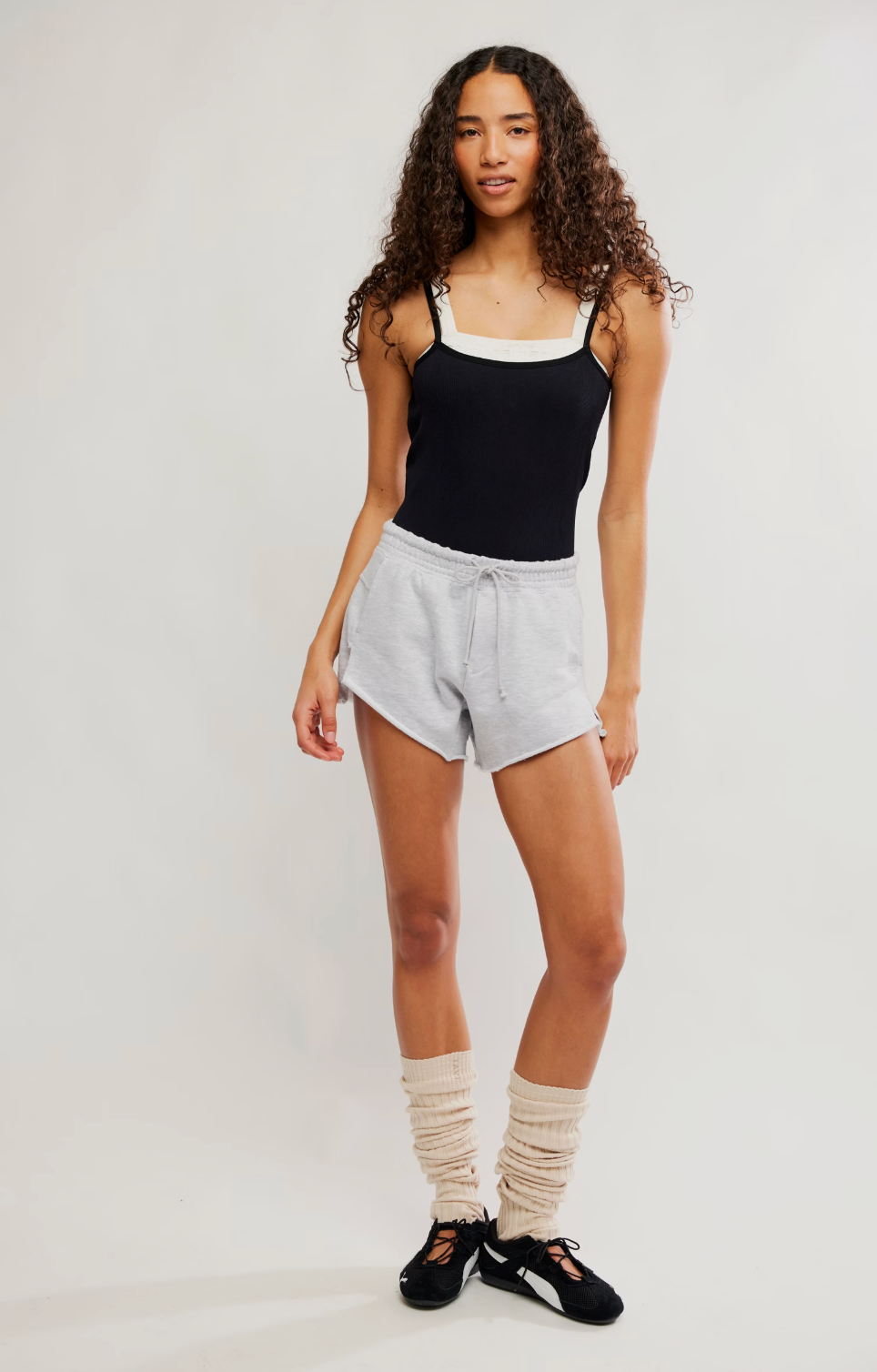 Free People Knockout Shorts - White Heather Gray