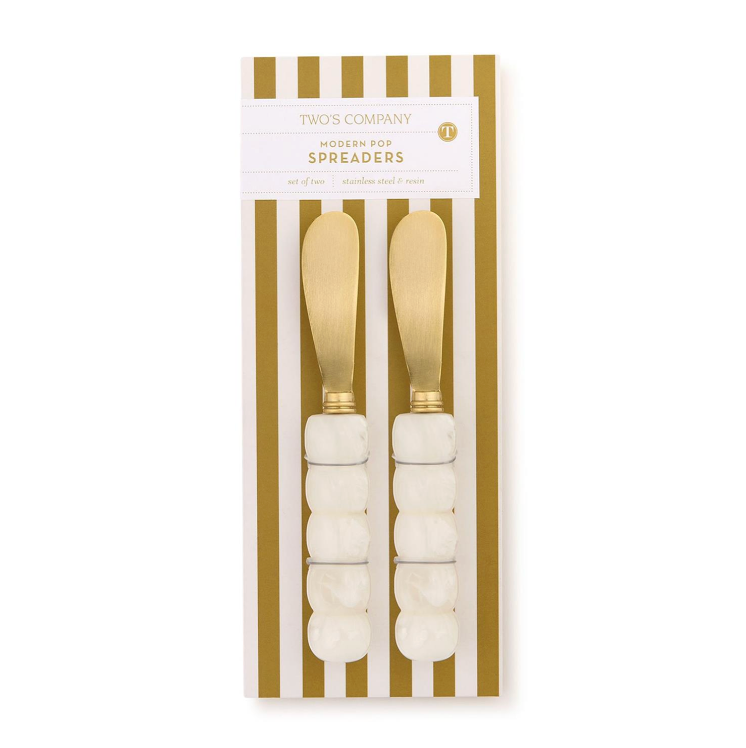 Modern Pop White Beaded Spreaders Set of 2