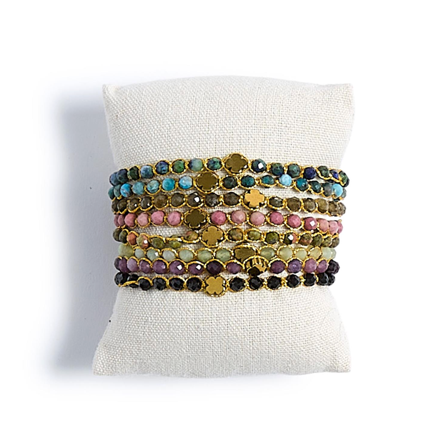 Golden Clover Stone Bracelet