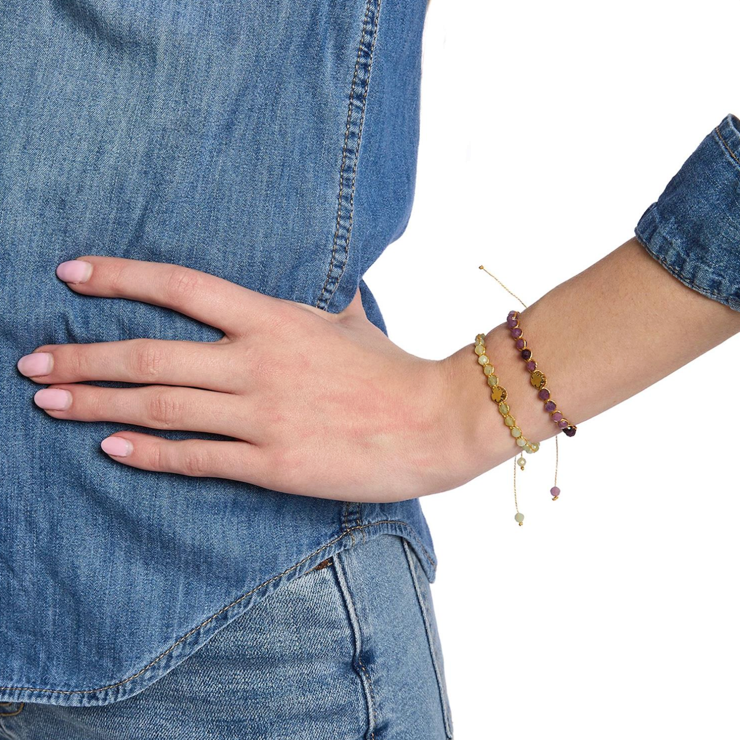 Golden Clover Stone Bracelet