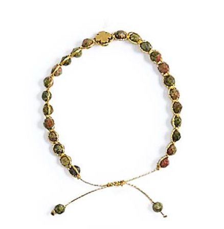 Golden Clover Stone Bracelet
