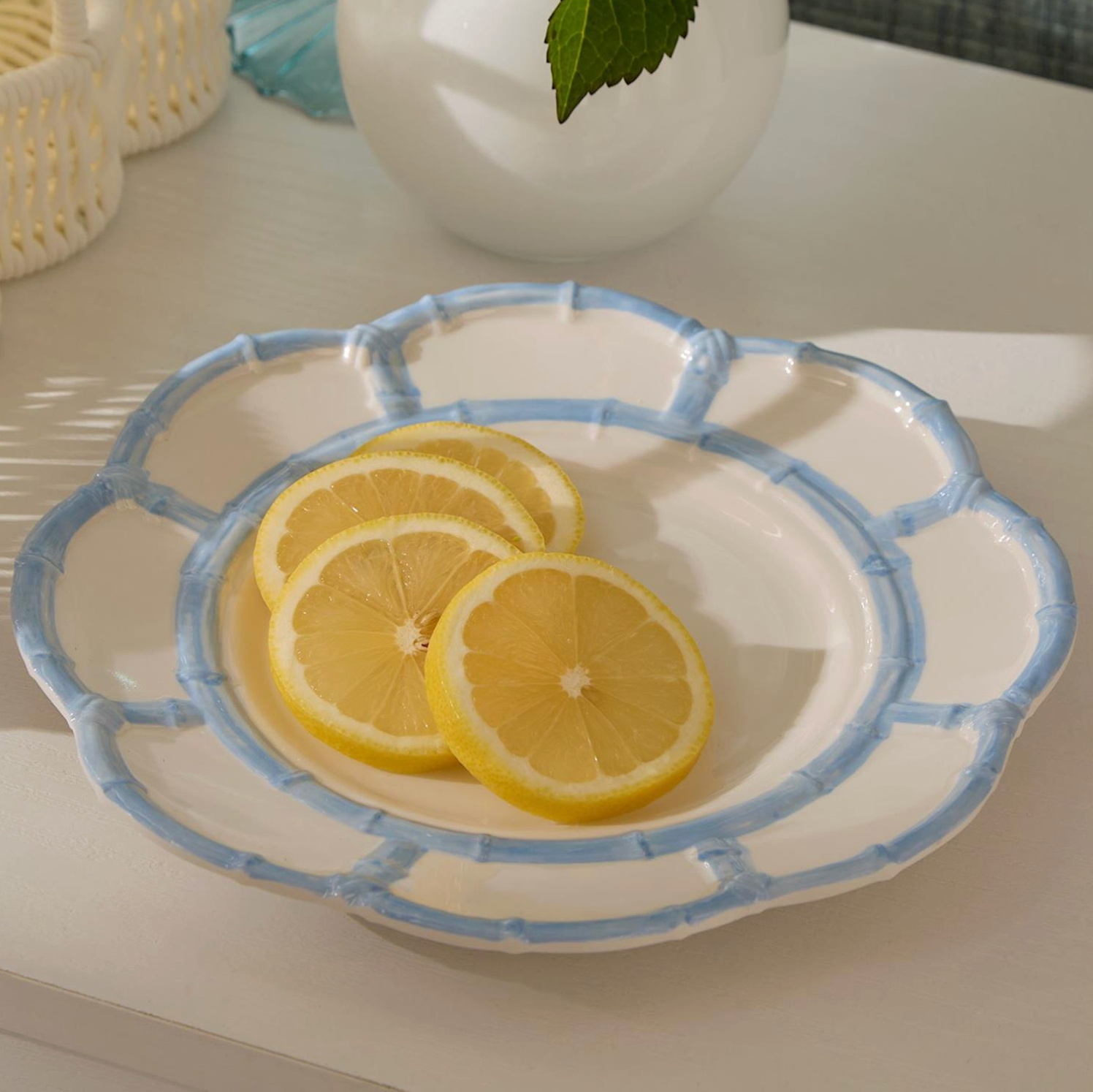 French Blue Bamboo Salad Plate Set of 4