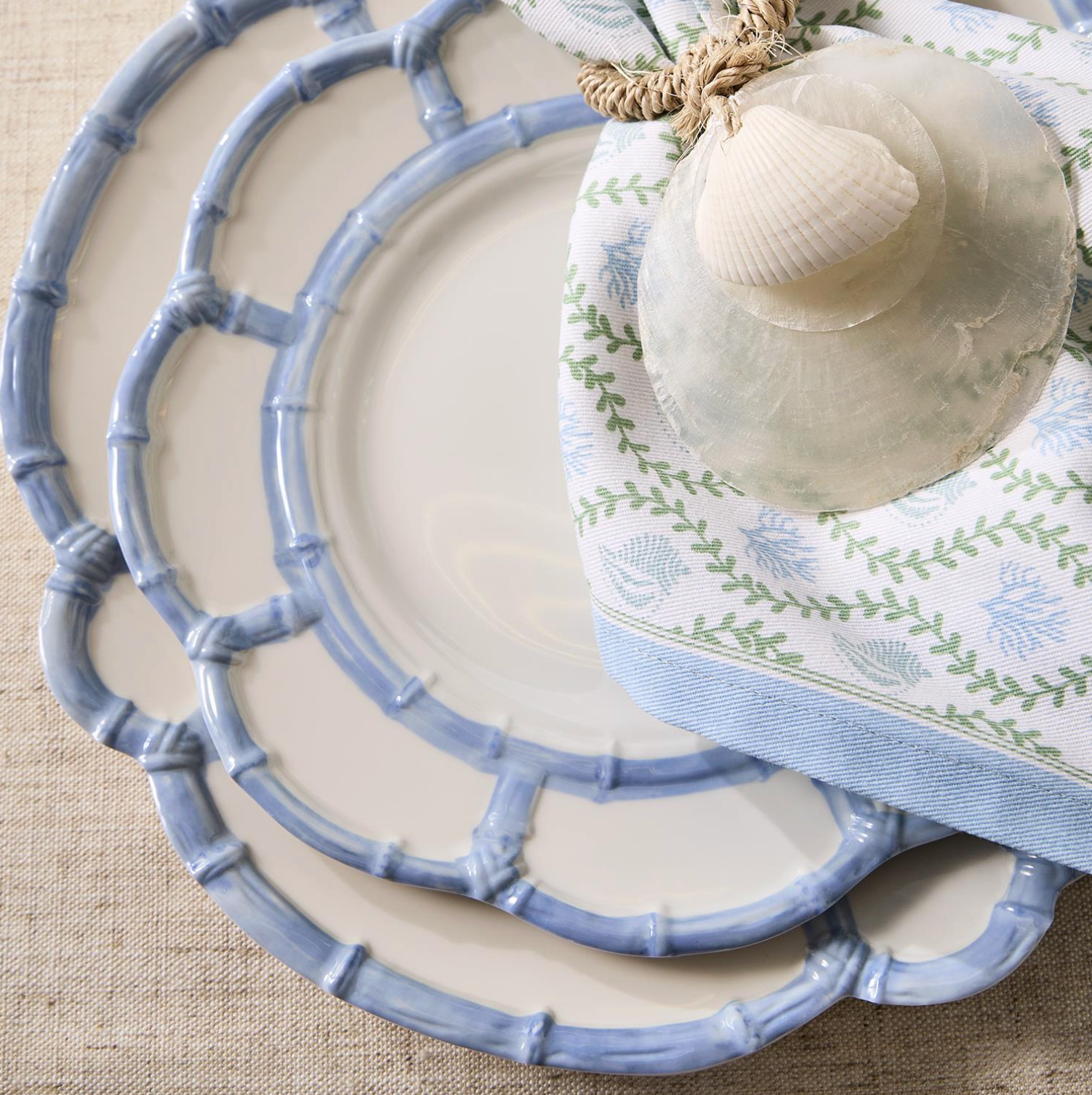 French Blue Bamboo Salad Plate Set of 4