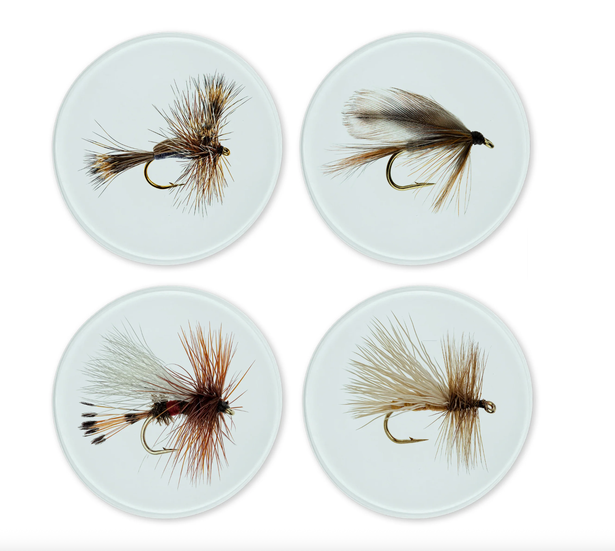 Glass Coasters - Fishing Flies (Set of 4)